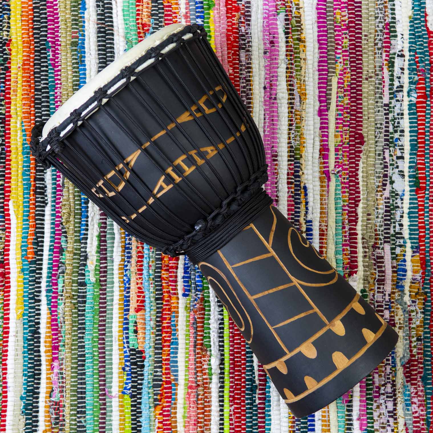 Dark Carved Djembe Drum 50cm