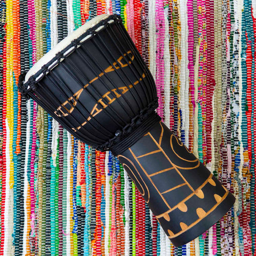 Dark Carved Djembe Drum 50cm