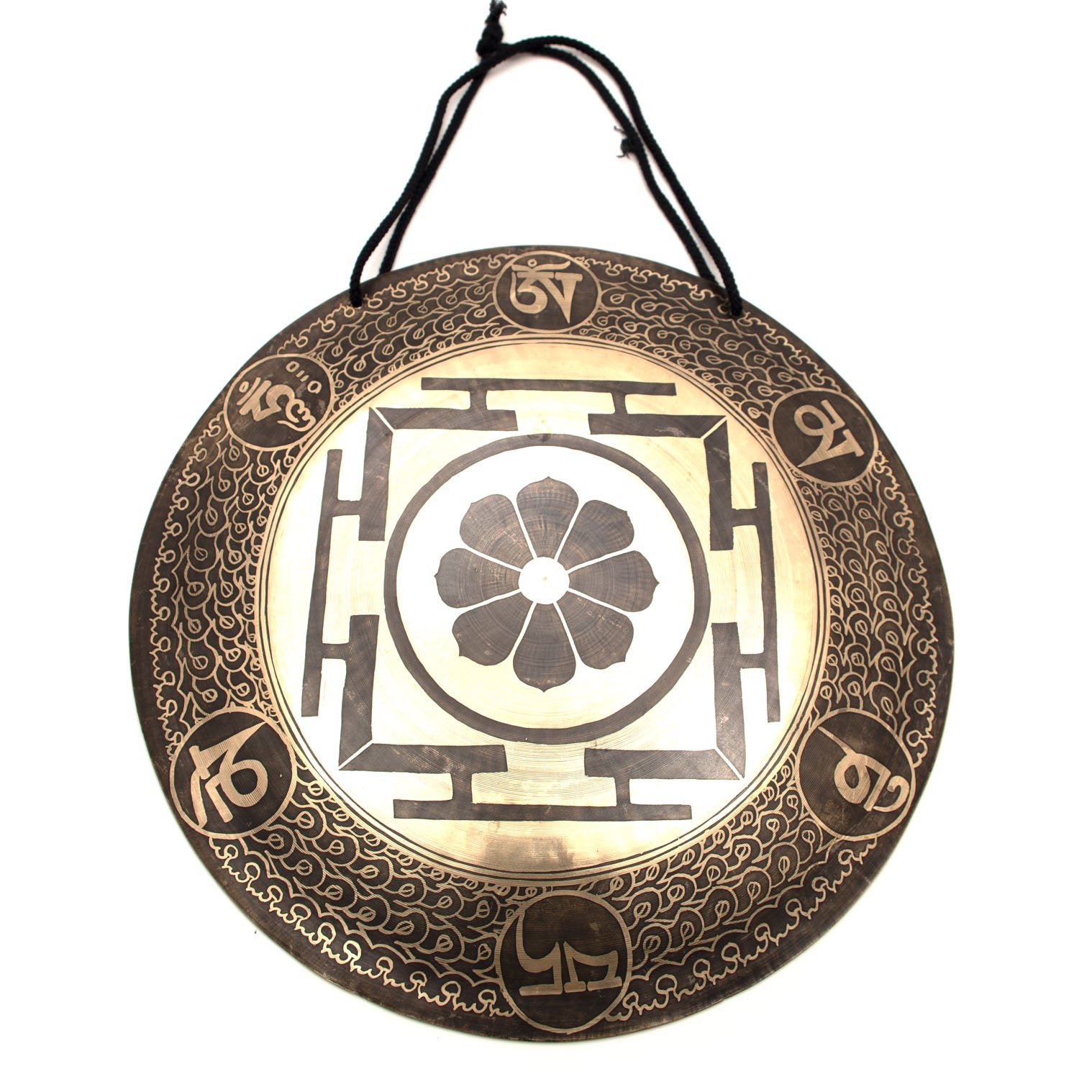 Shri Yantra Flower Metal Wind Gong No.40-Siesta Crafts