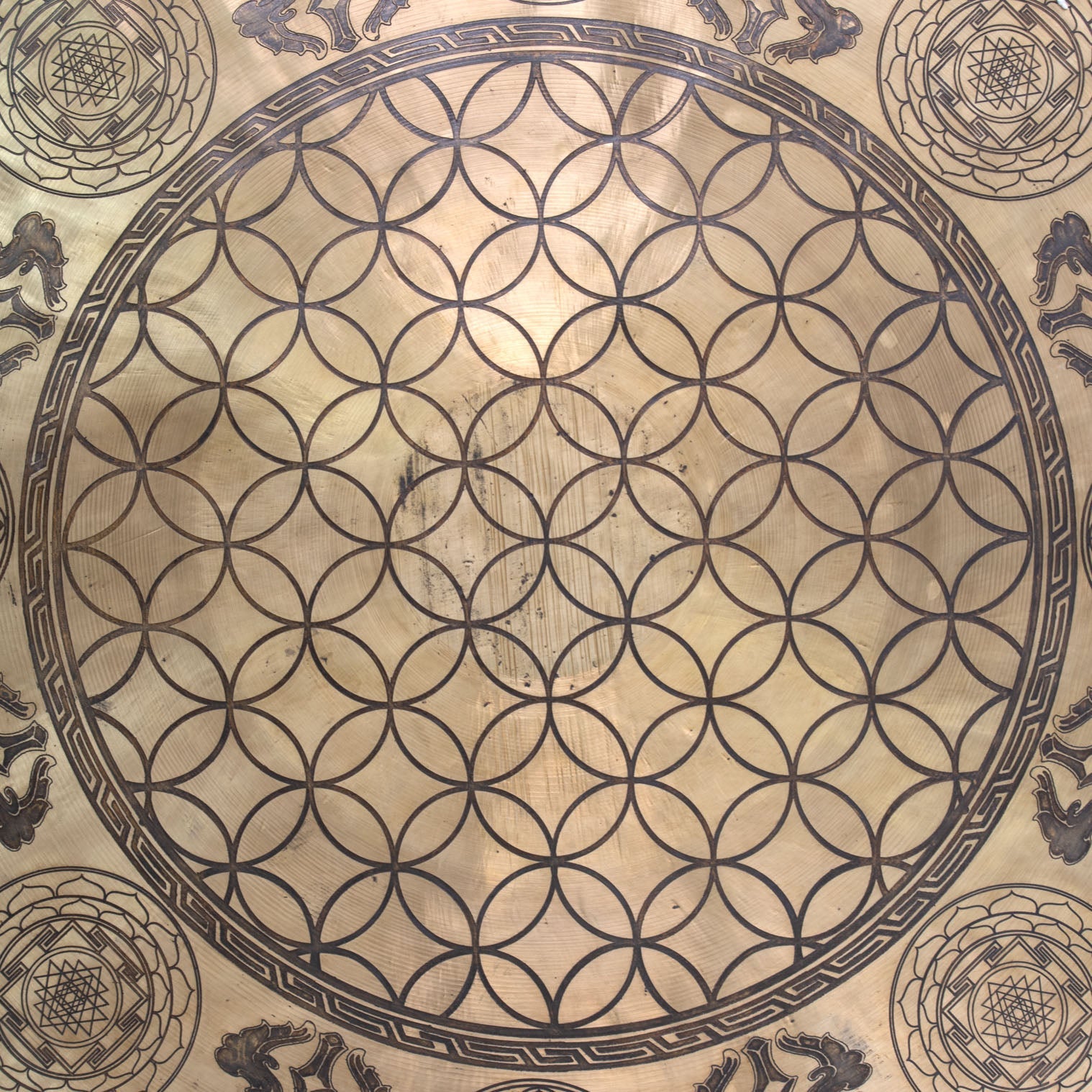 Huge Yogi Flower of Life Metal Gong No.68-Siesta Crafts