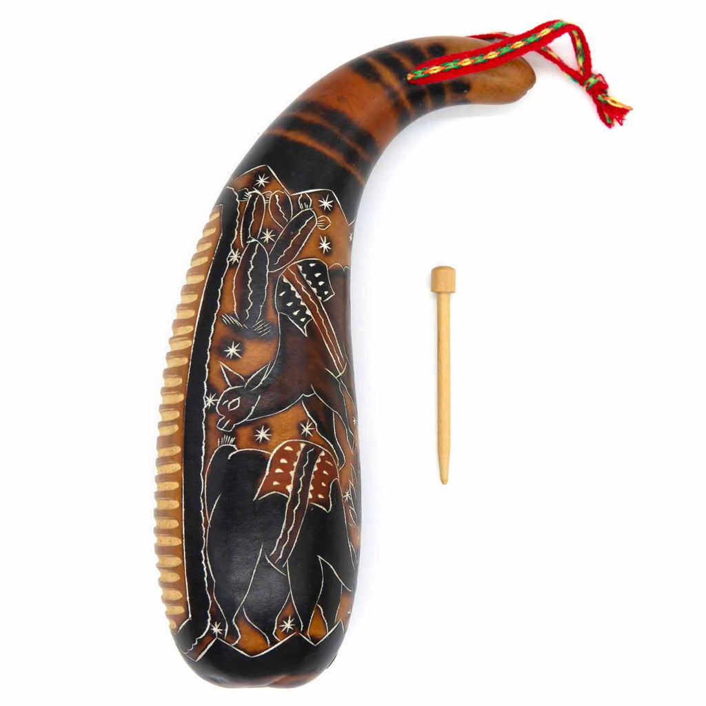 Traditional Gourd Guiro and Shaker-Siesta Crafts