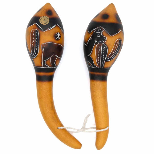 Carved Gourd Maracas (Pair) - Peru