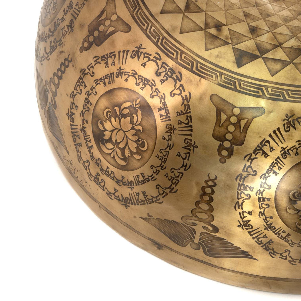 Ornate Etched Green Tara Singing Bowl No.1-Siesta Crafts